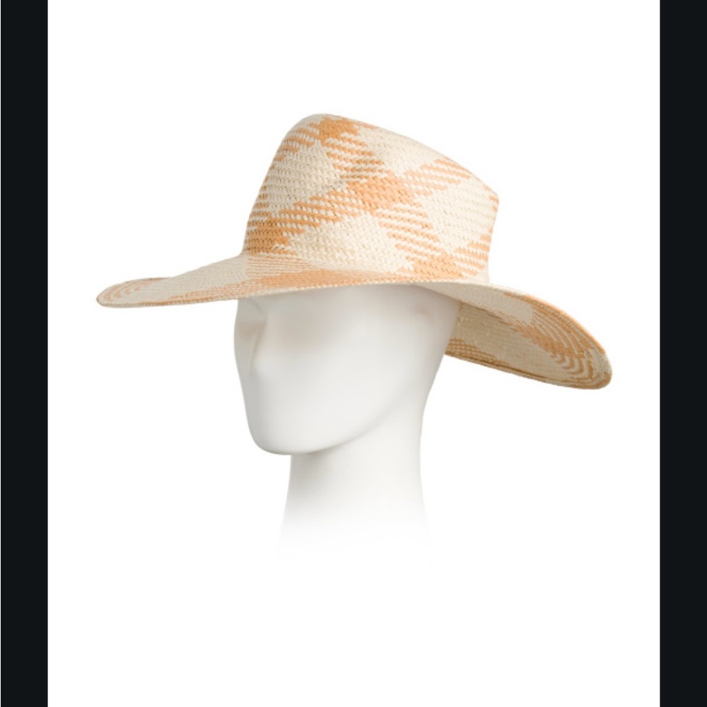 Madewell Tan and Cream Checkered Hat